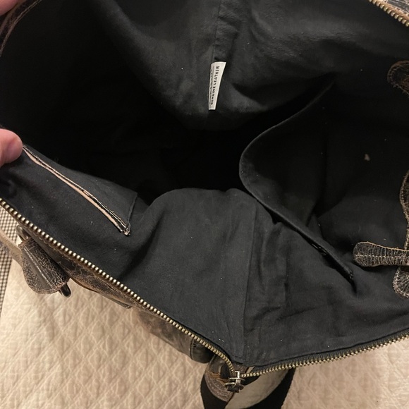 Bed Stu Distressed Leather Messenger Bag - Black and Brown - Picture 3 of 3